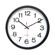 Universal Indoor/Outdoor Round Wall Clock, 13.5" Overall Diameter, Black Case, 1 AA (sold separately) (11381)
