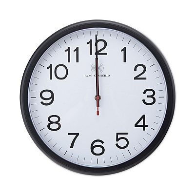Universal Deluxe 13 1/2" Indoor/Outdoor Atomic Clock, 13.5" Overall Diameter, Black Case, 1 AA (sold separately) (UNV10417)