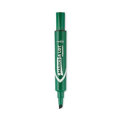 Avery MARKS A LOT Regular Desk-Style Permanent Marker, Broad Chisel Tip, Green, Dozen (7885) (AVE07885)