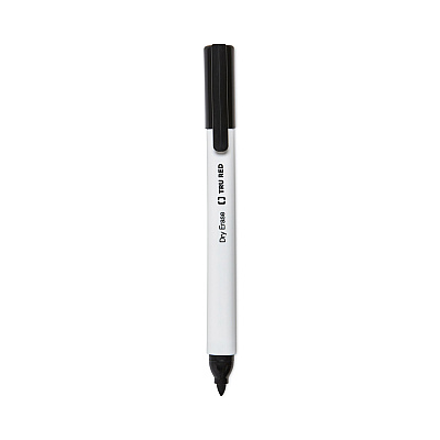 TRU RED Dry Erase Marker, Pen-Style, Fine Bullet Tip, Black, 4/Pack (TUD24376609)