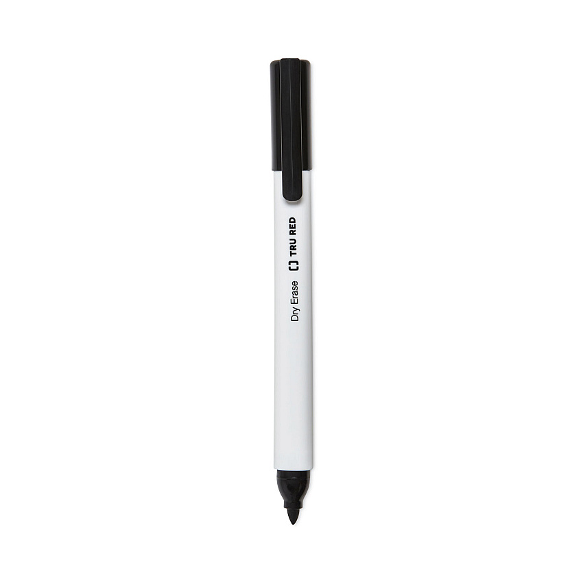 TRU RED Dry Erase Marker, Pen-Style, Fine Bullet Tip, Black, 4/Pack (TUD24376609)