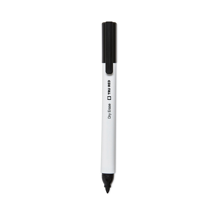 TRU RED Dry Erase Marker, Tank-Style, Medium Chisel Tip, Black, 4/Pack (TUD24376614)