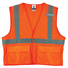 ergodyne GloWear 8220HL Class 2 Standard Mesh Hook and Loop Vest, Polyester, Large/X-Large, Orange (EGO21135)