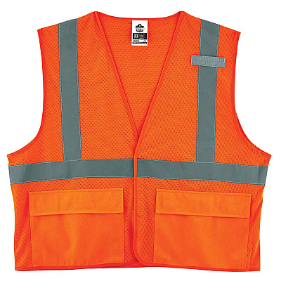 ergodyne GloWear 8220HL Class 2 Standard Mesh Hook and Loop Vest, Polyester, Large/X-Large, Orange (EGO21135)