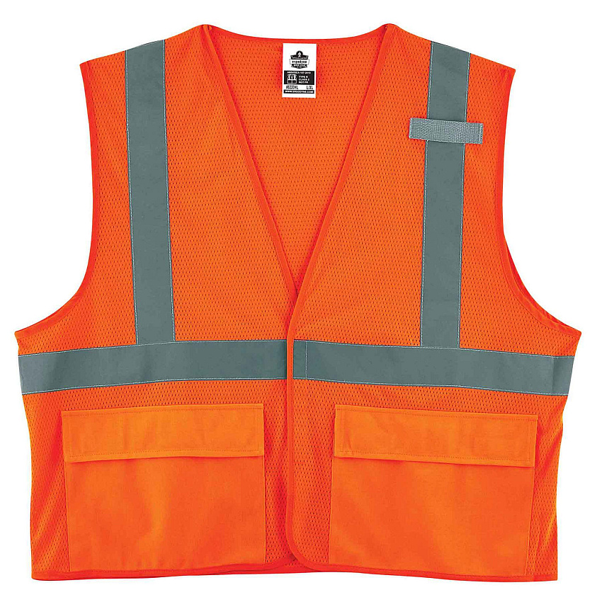 ergodyne GloWear 8220HL Class 2 Standard Mesh Hook and Loop Vest, Polyester, Large/X-Large, Orange (EGO21135)