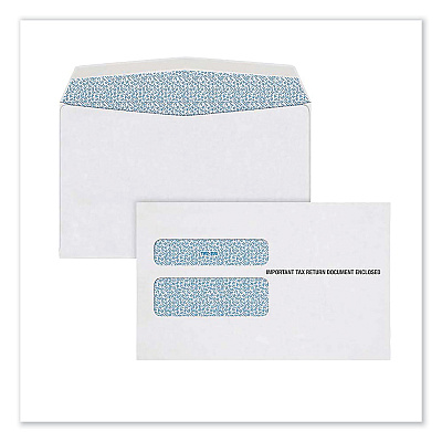 Adams W-2 Gummed Seal Double-Window Envelopes, Commercial Flap, Gummed Closure, 5.63 x 9, White, 24/Pack (TOP2219LSR)
