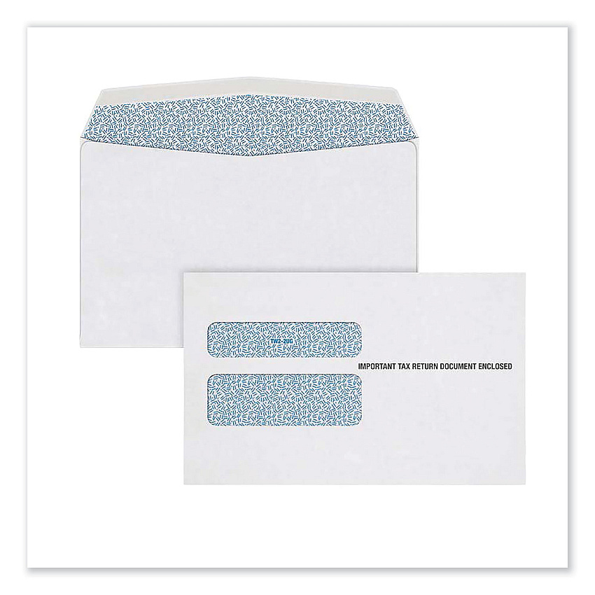 Adams W-2 Gummed Seal Double-Window Envelopes, Commercial Flap, Gummed Closure, 5.63 x 9, White, 24/Pack (TOP2219LSR)