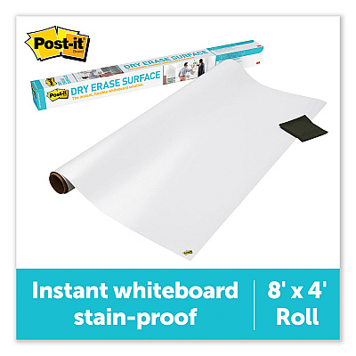 Post-it Dry Erase Surface with Adhesive Backing, 96 x 48, White Surface (MMMDEF8X4)