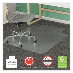 deflecto SuperMat Frequent Use Chair Mat for Medium Pile Carpet, 46 x 60, Wide Lipped, Clear (CM14432F)