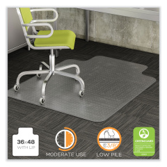 deflecto DuraMat Moderate Use Chair Mat, Low Pile Carpet, Roll, 36 x 48, Lipped, Clear (CM13113COM)