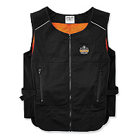 ergodyne Chill-Its 6255 Lightweight Phase Change Cooling Vest, Cotton/Polyester, Large/X-Large, Black (EGO12125)