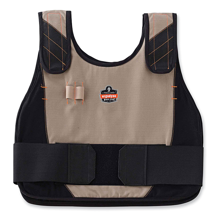 ergodyne Chill-Its 6215 Premium FR Phase Change Cooling Vest with Packs, Modacrylic Cotton, Small/Medium, Khaki (EGO12200)
