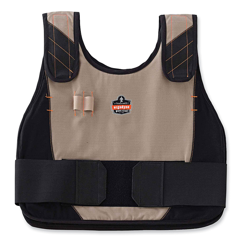 ergodyne Chill-Its 6215 Premium FR Phase Change Cooling Vest with Packs, Modacrylic Cotton, Large/X-Large, Khaki (EGO12210)