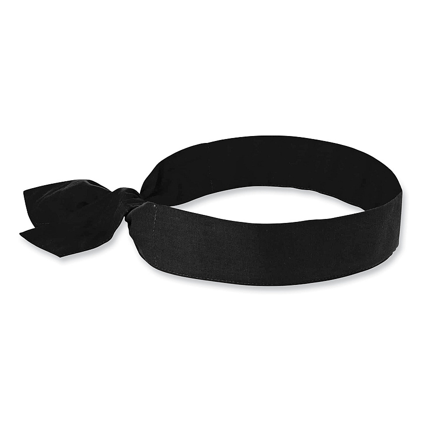 ergodyne Chill-Its 6700 Cooling Bandana Polymer Tie Headband, One Size Fits Most, Black (EGO12332)