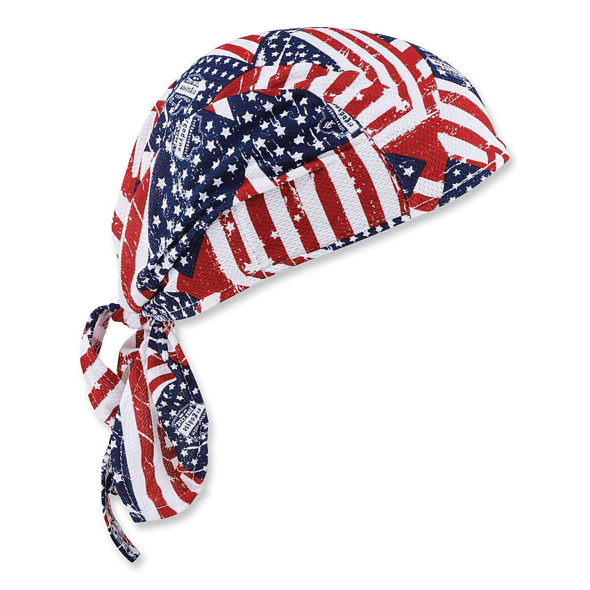 ergodyne Chill-Its 6615 High-Performance Bandana Doo Rag with Terry Cloth Sweatband, One Size Fits Most, Stars and Stripes (EGO12477)