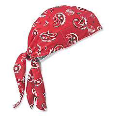 ergodyne Chill-Its 6615 High-Performance Bandana Doo Rag with Terry Cloth Sweatband, One Size Fits Most, Red Western (EGO12479)
