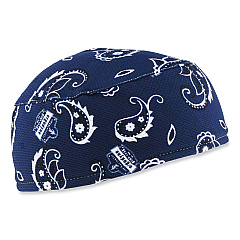 ergodyne Chill-Its 6630 High-Performance Terry Cloth Skull Cap, Polyester, One Size Fit Most, Navy Western (EGO12509)