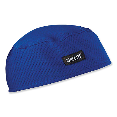 ergodyne Chill-Its 6630 High-Performance Terry Cloth Skull Cap, Polyester, One Size Fits Most, Blue (EGO12510)