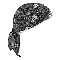 ergodyne Chill-Its 6615 High-Performance Bandana Doo Rag with Terry Cloth Sweatband, One Size Fits Most, Skulls (EGO12519)