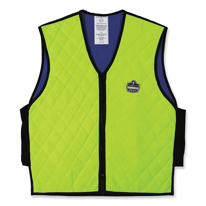 ergodyne Chill-Its 6665 Embedded Polymer Cooling Vest with Zipper, Nylon/Polymer, 3X-Large, Lime (EGO12537)