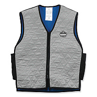ergodyne Chill-Its 6665 Embedded Polymer Cooling Vest with Zipper, Nylon/Polymer, Medium, Gray (EGO12543)