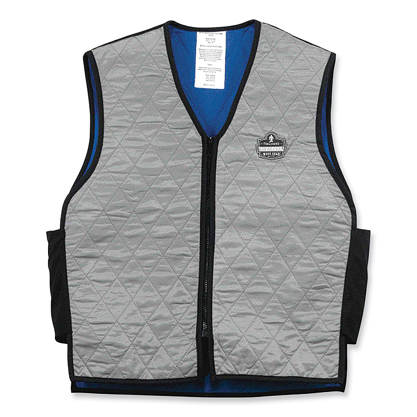 ergodyne Chill-Its 6665 Embedded Polymer Cooling Vest with Zipper, Nylon/Polymer, Medium, Gray (EGO12543)