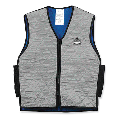 ergodyne Chill-Its 6665 Embedded Polymer Cooling Vest with Zipper, Nylon/Polymer, Large, Gray (EGO12544)
