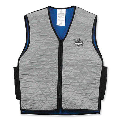 ergodyne Chill-Its 6665 Embedded Polymer Cooling Vest with Zipper, Nylon/Polymer, X-Large, Gray (EGO12545)