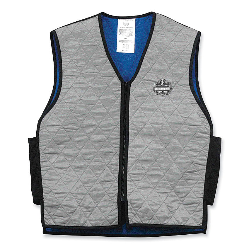 ergodyne Chill-Its 6665 Embedded Polymer Cooling Vest with Zipper, Nylon/Polymer, 3X-Large, Gray (EGO12547)