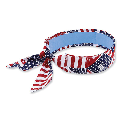 ergodyne Chill-Its 6700CT Cooling Bandana PVA Tie Headband, One Size Fits Most, Stars and Stripes (EGO12561)