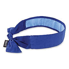 ergodyne Chill-Its 6700CT Cooling Bandana PVA Tie Headband, One Size Fits Most, Solid Blue (EGO12567)