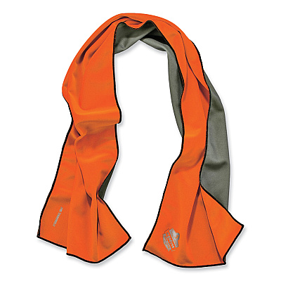 ergodyne Chill-Its 6602MF Evaporative Microfiber Cooling Towel, 40.9 x 9.8, One Size Fits Most, Microfiber, Orange (EGO12661)