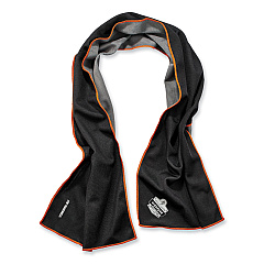 ergodyne Chill-Its 6602MF Evaporative Microfiber Cooling Towel, 40.9 x 9.8, One Size Fits Most, Microfiber, Black (EGO12668)