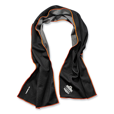 ergodyne Chill-Its 6602MF Evaporative Microfiber Cooling Towel, 40.9 x 9.8, One Size Fits Most, Microfiber, Black (EGO12668)