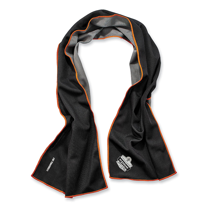 ergodyne Chill-Its 6602MF Evaporative Microfiber Cooling Towel, 40.9 x 9.8, One Size Fits Most, Microfiber, Black (EGO12668)