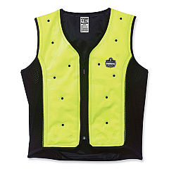 ergodyne Chill-Its 6685 Premium Dry Evaporative Cooling Vest with Zipper, Nylon, Large, Lime (EGO12674)