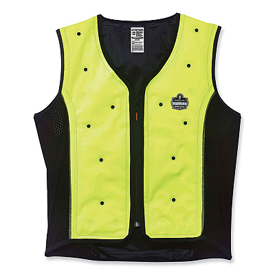 ergodyne Chill-Its 6685 Premium Dry Evaporative Cooling Vest with Zipper, Nylon, 3X-Large, Lime (EGO12677)