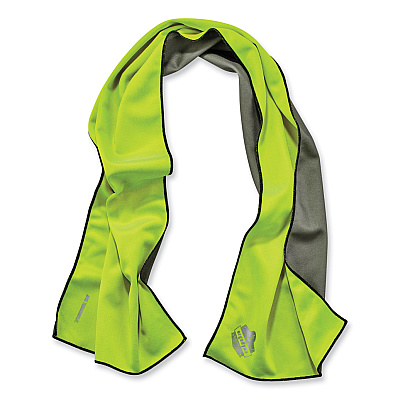 ergodyne Chill-Its 6602MF Evaporative Microfiber Cooling Towel, 40.9 x 9.8, One Size Fits Most, Microfiber, Lime (EGO12669)