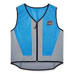 ergodyne Chill-Its 6667 Wet Evaporative PVA Cooling Vest with Zipper, PVA, 2X-Large, Blue (EGO12696)
