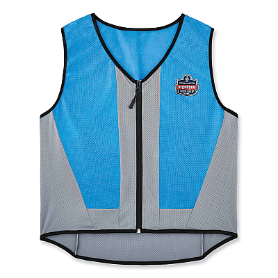 ergodyne Chill-Its 6667 Wet Evaporative PVA Cooling Vest with Zipper, PVA, 2X-Large, Blue (EGO12696)