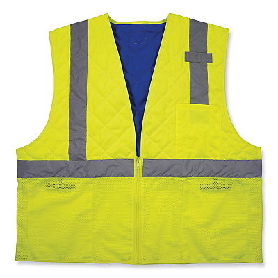 ergodyne Chill-Its 6668 Class 2 Hi-Vis Safety Cooling Vest, Polymer, Small, Lime (EGO12712)