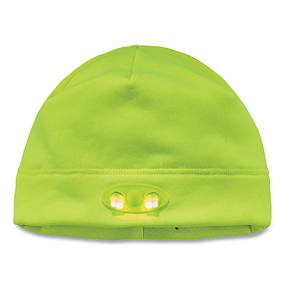 ergodyne N-Ferno 6804 Skull Cap Winter Hat with LED Lights, One Size Fits Mosts, Lime (EGO16802)