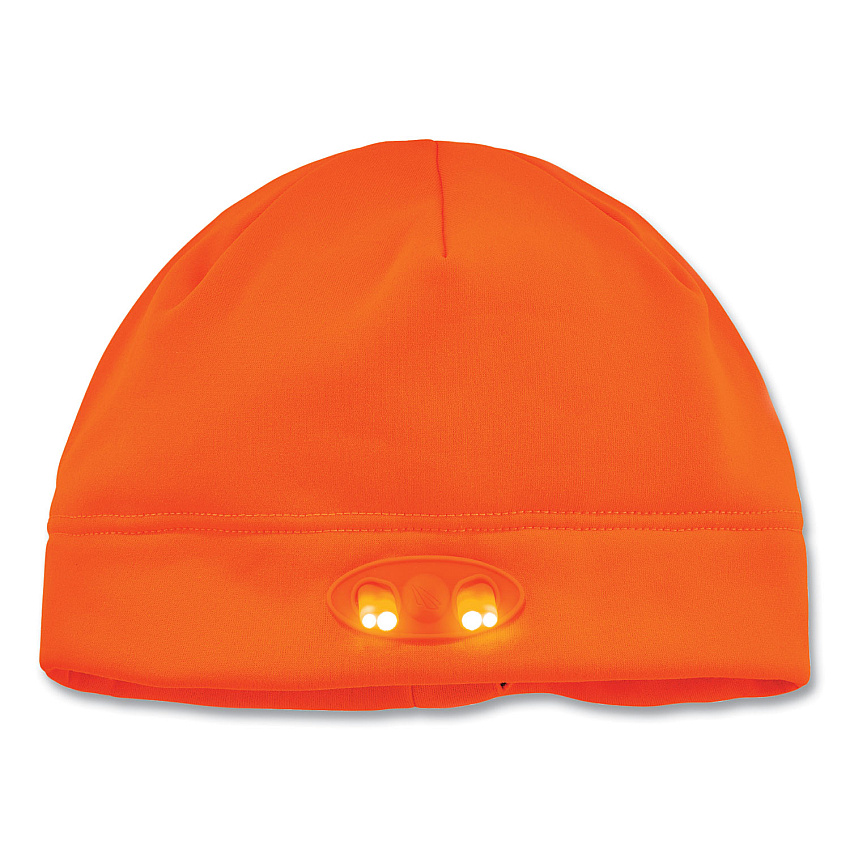 ergodyne N-Ferno 6804 Skull Cap Winter Hat with LED Lights, One Size Fits Most, Orange (EGO16804)