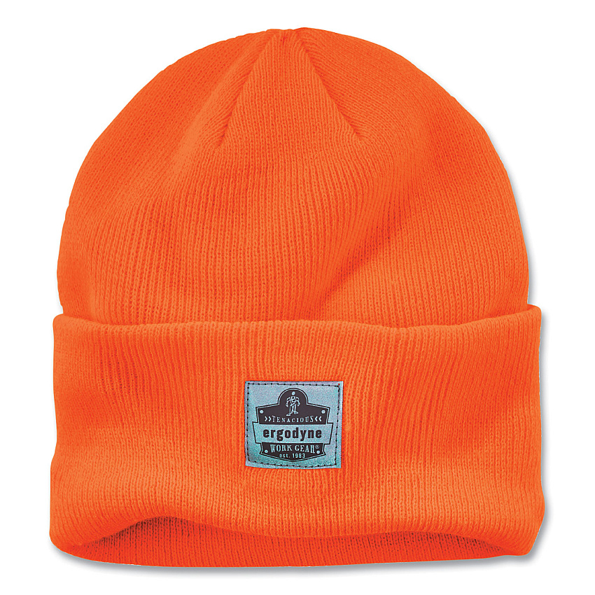ergodyne N-Ferno 6806 Cuffed Rib Knit Winter Hat, One Size Fits Most, Orange (EGO16807)