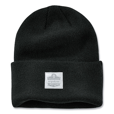 ergodyne N-Ferno 6806 Cuffed Rib Knit Winter Hat, One Size Fits Most, Black (EGO16808)