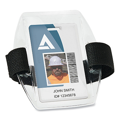 ergodyne Squids 3386 Arm Band ID Badge Holder, Horizontal, 4 x 2.5, Black/Clear, (EGO19950)