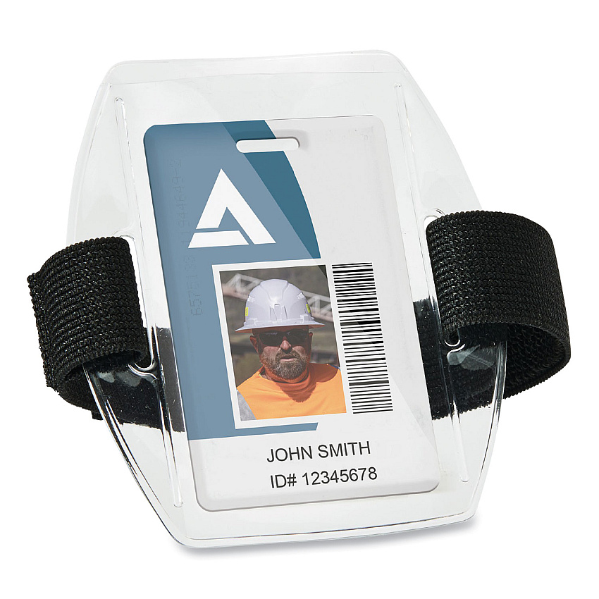 ergodyne Squids 3386 Arm Band ID Badge Holder, Horizontal, 4 x 2.5, Black/Clear, (EGO19950)