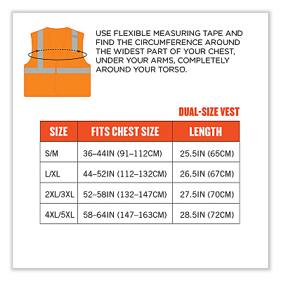 ergodyne GloWear 8210HL Class 2 Economy Mesh Hook and Loop Vest, Polyester, X-Small, Orange (EGO21011)