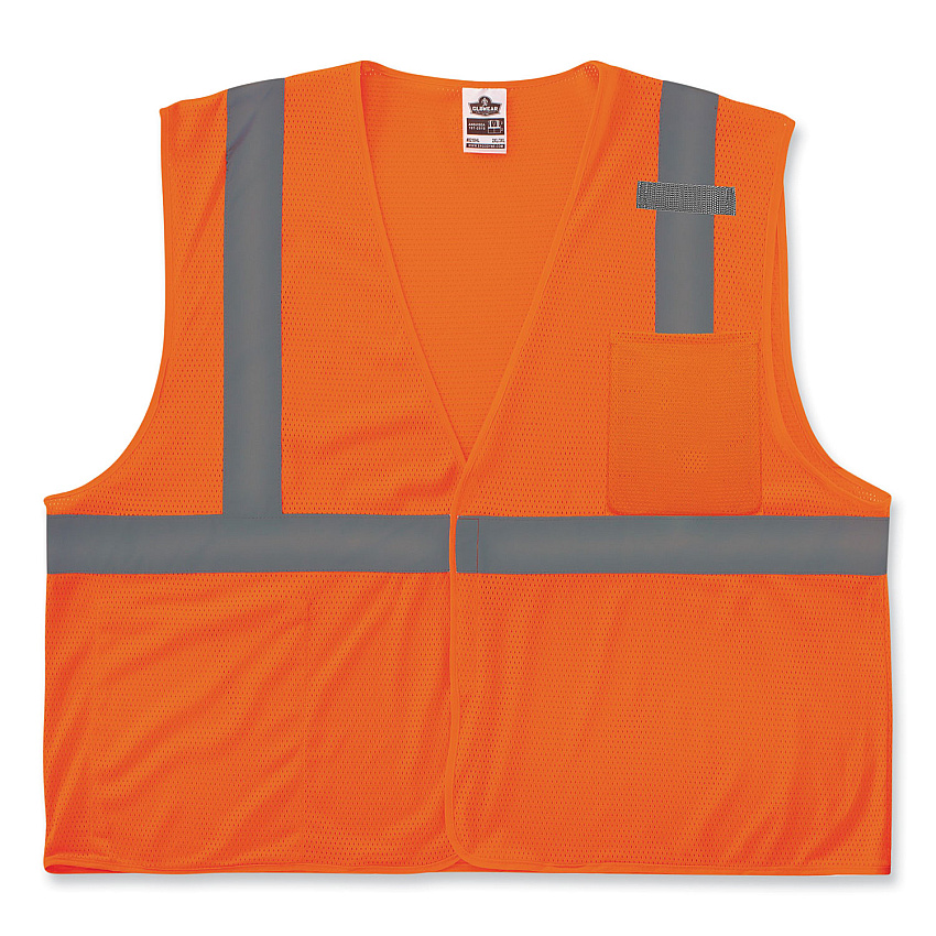 ergodyne GloWear 8210HL Class 2 Economy Mesh Hook and Loop Vest, Polyester, Small/Medium, Orange (EGO21013)