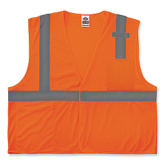 ergodyne GloWear 8210HL Class 2 Economy Mesh Hook and Loop Vest, Polyester, Large/X-Large, Orange (EGO21015)